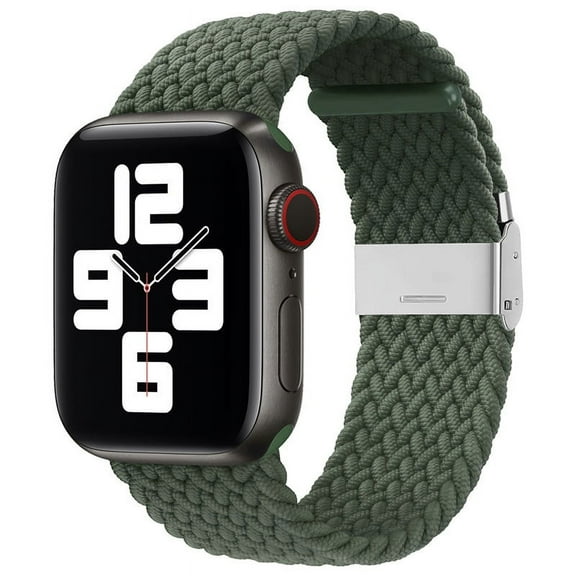 Compatible with Apple Watch Bands 38mm 40mm 41mm, Stretchable Braided Solo Loop Elastics Women Men Replacement Sport Wristband ,with Stainless steel Buckles Army Green