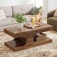 thumbnail image 5 of Tribesigns Coffee Table for Living Room, Rectangular Wood Center Table with Storage, 47.2" Large Rustic Coffee Tables Cocktail Table with Heavy Duty Base ( Brown), 5 of 7