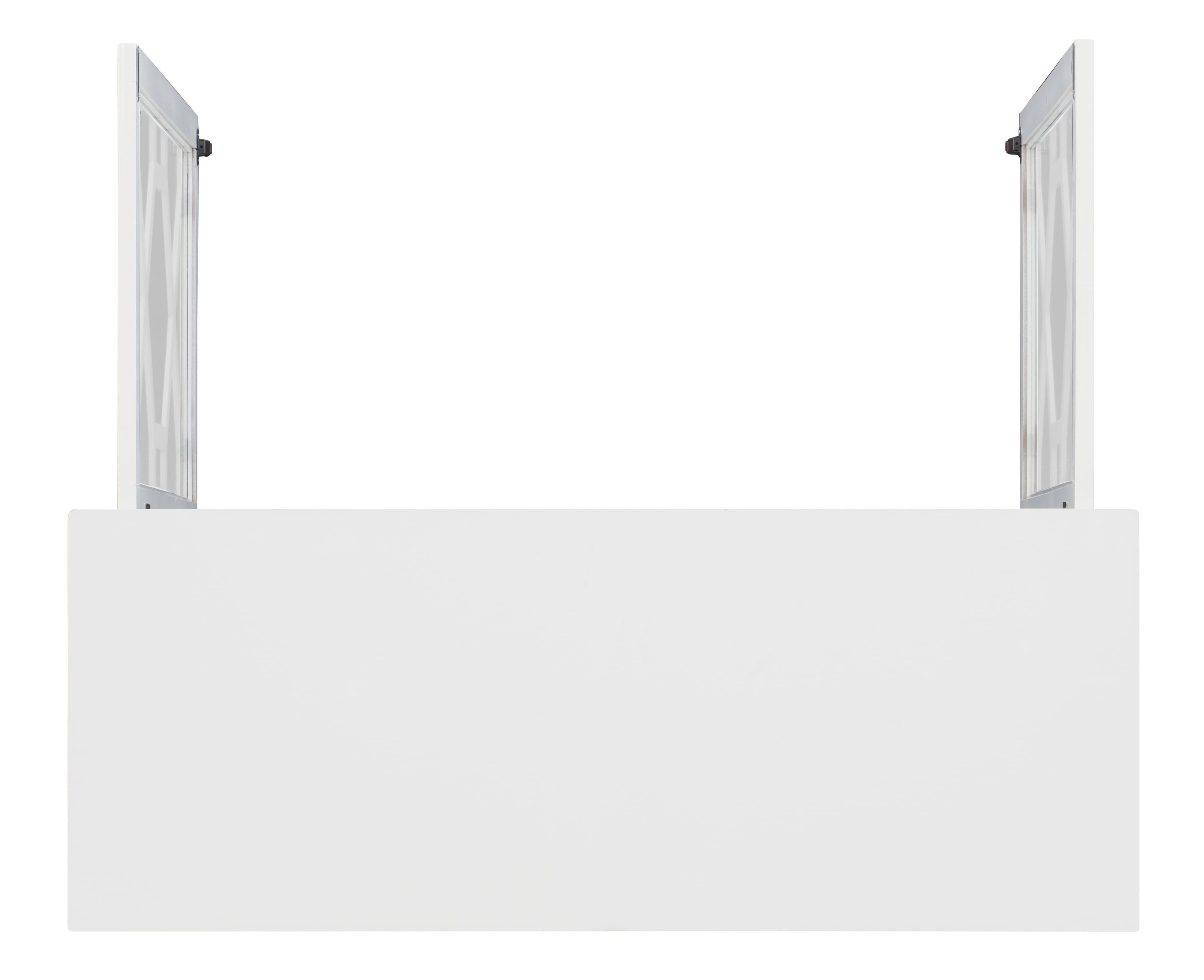 Linon Campbell 2-Door Glass Front Cabinet with 3 Shelves, White Finish