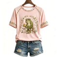 thumbnail image 2 of WGRFFH Women Vintage Frog Floral Graphic T‑Shirt Short Raglan Sleeve Floral Trim Crew Neck Casual Tee Cute Animal Print Loose Tops for Daily Holiday Party Wear Pink XL, 2 of 4