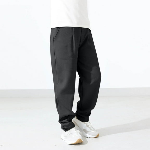 ATOGUTA Pants for Boys Size 5T-15 Cuffed Casual Pants Elastic Waist Athletic Joggers Sweat Pants with Pockets Dark Gray