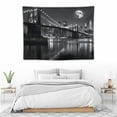 thumbnail image 3 of GOSMITH  New York City Skyline Tapestry Black and White,Brooklyn Bridge East River NYC Skyscrapers Lights Reflection Moon Night USA Cityscape Tapestry Wall Hanging for Home Decoration Wall Art, 3 of 7
