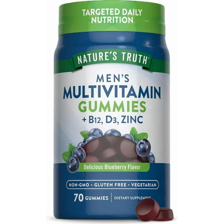 Men's Multivitamin Gummy | 70 Count | with B12, D3, Zinc | Blueberry Flavor | by Nature's Truth
