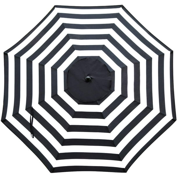 Sombrilla de patio Sunnyglade, 9 pies y 8 varillas, negro y blanco