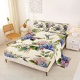 thumbnail image 2 of Manfei Cute Hydrangea Flower Bed Sheets, Chic Blossom Hummingbird Full Size Sheets, Pink Blue Cream Green 4pcs(1 Flat Sheet, 1 Fitted Sheet and 2 Pillowcases), 2 of 6
