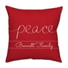 Personalized "Peace" Poplin Square Throw Pillow in Red