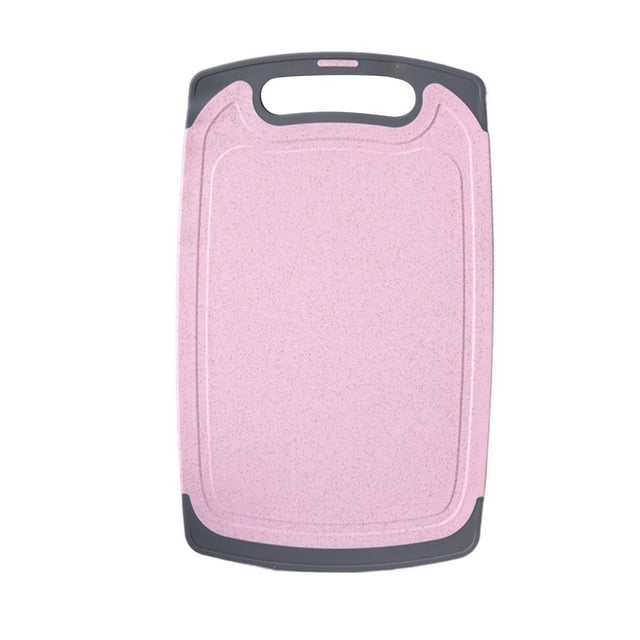 yulier Reversible Kitchen Cutting Board Lightweight Plastic Chopping Board Double Sided for Camping, Dishwasher Safe, Non-Slip, with Easy Grip Handle (Pink)