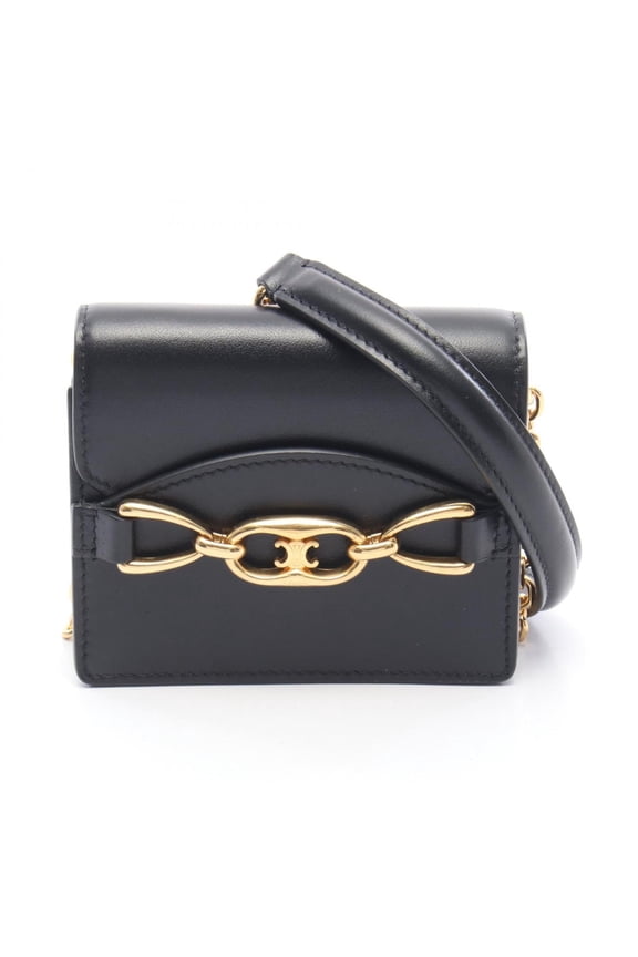 Pre-Owned Celine Maillon Mini Triomphe Shoulder Bag/Handbag, Leather, Women's, Black