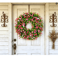 thumbnail image 2 of 11-19.6 Inch Spring Rose Boxwood Wreath, Pink Red White Floral Wreath for Front Door, Artificial Flower Wreath for Farmhouse Home Wall Window Spring Summer Decor, 2 of 9