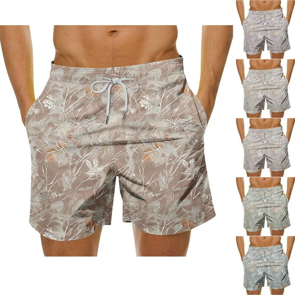 RYDCOT Mens Swim Trunks Quick Dry Beach Hawaiian Shorts with Pockets 7.5" Inseam Bathing Suit for Men Yellow