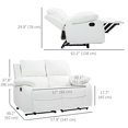 thumbnail image 3 of HOMCOM Fauteuil Inclinable à Deux Places en Cuir PU avec Accoudoirs, Blanc, 3 of 10