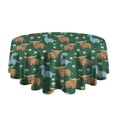 thumbnail image 5 of Green Highland Cow Dinosaur Pattern Round Tablecloth 60"x60",Wrinkle Wipeable Table Cloth for Kitchen Dining Room Picnic Patio Party, 5 of 6