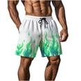 thumbnail image 6 of RYDCOT Mens Flame Graphic Basketball Sweatshorts Elastic Waist Drawstring Running Workout Shorts Summer Cool Casual Peachskin Plush Shorts Mint Green, 6 of 9