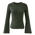 thumbnail image 6 of Likimi Womens T Shirts Crew Neck Solid Color Long Sleeve Tops For Women Casual Pullover Size L, 6 of 7