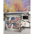 thumbnail image 5 of 4th of July RV Awning Sun Shade Screen 9'X7' American Flag Love Heart Mesh Sunscreen Retro Wood Grain Awning Shade Screen with Zipper UV Blocker Completed Kits Outdoor Canopy for RV Motorhome Camper, 5 of 7