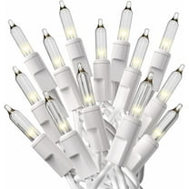 Prextex Christmas Lights (60 Feet, 300 Lights) - Clear White Christmas Tree Lights with White Wire - Indoor/Outdoor String Lights - Warm White Twinkle Lights