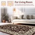 thumbnail image 2 of ODIKA 6'x9' Machine Washable Non-Slip Area Rug, Interlocking Gothic Floral Mosaic with Subtle Vintage Detailing High Traffic Rug, Brown, 387522, 2 of 5