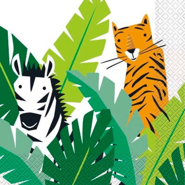 Cocktail Napkins Tigers Tropical Paisley Palm Leaf Jungle Animal Wild Set of 4 