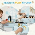 thumbnail image 5 of Pirecart Kids Play Kitchen Set, Toddler Pretend Play kitchen with Cooking Accessories and Clicking Knobs, Wooden Play Kitchen for Age 3+, Blue, 5 of 9