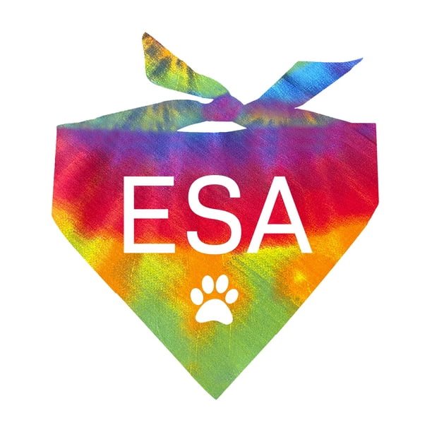ESA Emotional Support Animal Tie Dye Swirl Triangle Dog Bandana