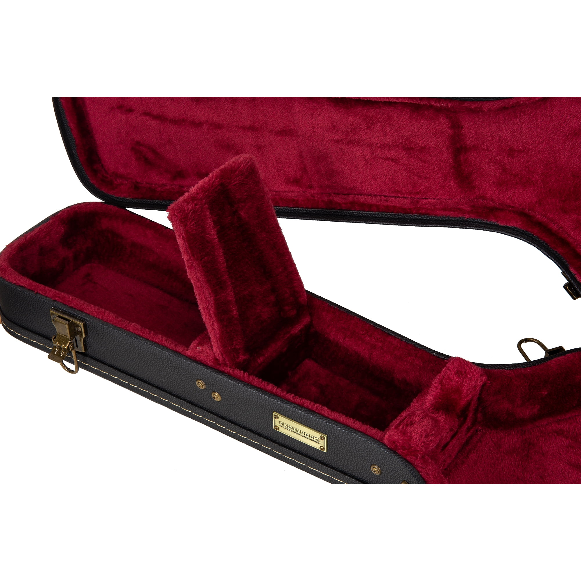 Crossrock Wooden Guitar Case -Fits 335 Style 6 Strings Semi-Hollow Electric Guitars -Vintage Hardware, Sponge Lining, Metal Feet, Storage Space-Black
