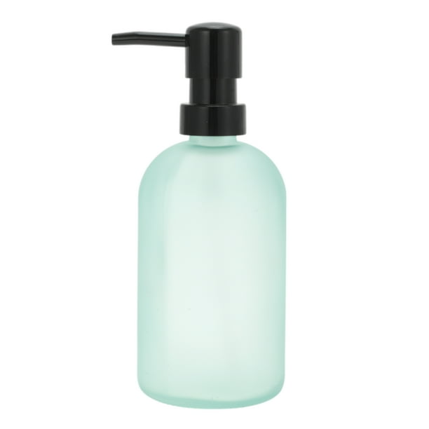 Dispensador de Jabón Cilíndrico Frosted Duradero 13.53oz Azul Claro Negro