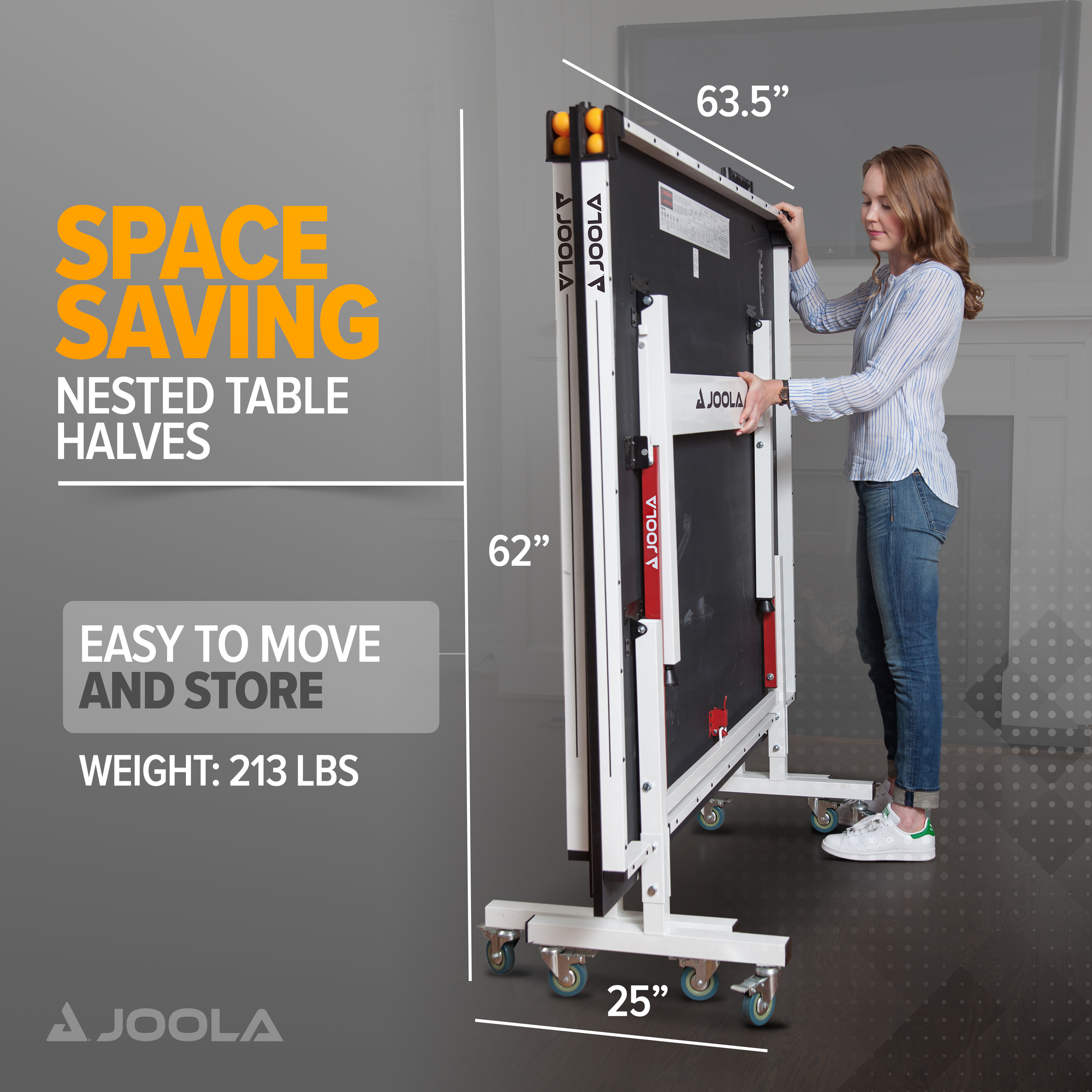 JOOLA Motion Official Size 2-Piece Indoor Table Tennis Table, 18mm, Black