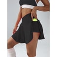 thumbnail image 4 of Womens Tennis Skirt with inner Shorts Pockets Shorts Crossover High Waisted Athletic Skorts Skirts for Golf Running Workout and Yoga Sports Activewear Black S, 4 of 7