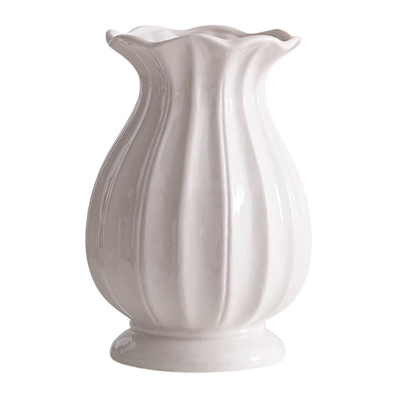 White Vase,Table Decor For Living Room,White Ceramic Vase,10IN Flower Vase Home Decor Modern Decorative Vases for Bouquet, Unique Vases for Farmhouse Living Room Cabinet Table Centerpieces(C)