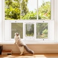 thumbnail image 2 of Cat Door for Window, Adjustable to Fit Window Width 31"-36", 4 Secure Lock Modes, Aluminum Frame and High-Transparency Glass, Magnetic Closure, Weatherproof Quick-Fit Pet Door for Cats, White, 2 of 10
