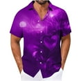 thumbnail image 2 of UVEASISHA Mens Valentines Day Hawaiian Shirt Big and Tall Fashion Heart Print Button Down Shirts Regular Fit Casual Short Sleeve Party Shirt Purple 4XL, 2 of 5