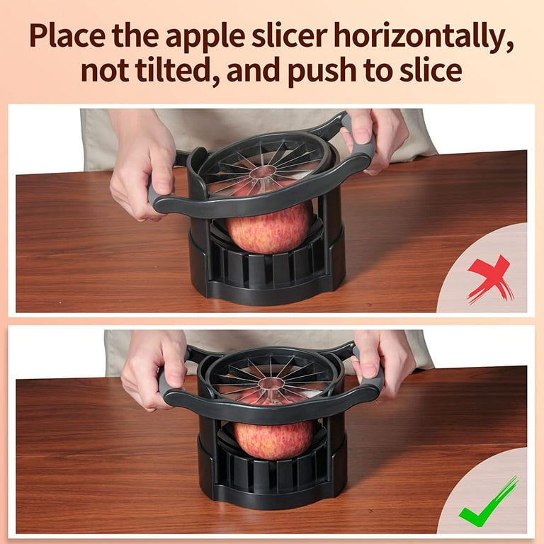 Apple Slicer Corer, Large Size 16-Blade Heavy Duty Apple Cutter with Base,  Upgraded Cut Apples All The Way Through, Stainless Steel Ultra-Sharp Blade,  Fruits & Vegetables Divider, Wedger 