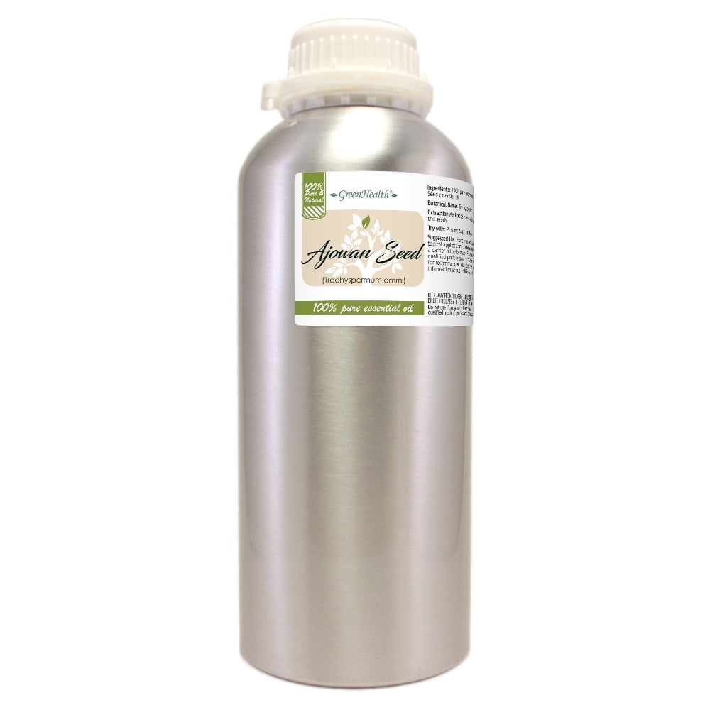 GreenHealth Ajowan Seed Essential Oil – 32 fl oz | 100% Ajowan Oil | Aluminum Bottle w/ Locking Cap | for Aromatherapy, DIY Herbal Sachets, Potpourri Blends, Home Fragrance