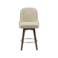 thumbnail image 2 of Kobe Counter Stool,Modern Brown Wood Finishing and Natural Fabric Button-Tufted Upholstered Swivel Barstool, 2 of 7