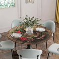 thumbnail image 5 of Western Christmas Round Tablecloth for 36-44 Inch Tables, Fitted Table Cover with Elastic Edge, Vintage Xmas Botanical Wreath Waterproof Outdoor Table Cloth Protector for Patio Garden Dinner Picnic, 5 of 9