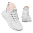 thumbnail image 3 of Womens Sneakers Breathable Knitted Slip on Soft Sole Tennis Shoes Comfortable Lace up Antislip Solid Color Sneakers White Size 8, 3 of 7