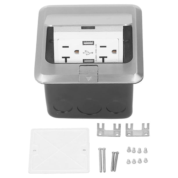 Desktop Socket 20A Bounce Design Outlet Table Connection Box Table Recessed Outlet with 2 USB Port AC125V