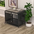 thumbnail image 2 of Demi Bonn 33" Heavy Duty Indestructible Dog Crate Furniture, Escape Proof Dog Cage Kennel with Lockable Wheels, High Anxiety Double Door, Removable Tray, Gray, 2 of 7