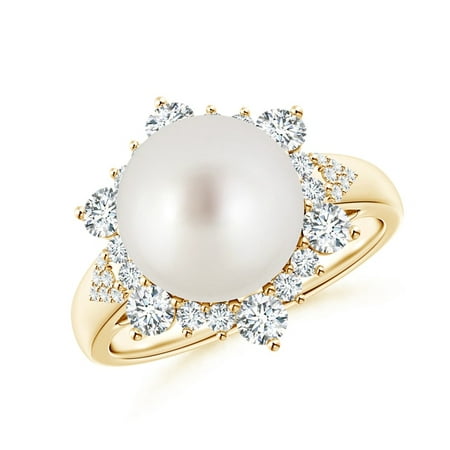 Angara - June Birthstone - South Sea Cultured Pearl Halo Ring for Women ...