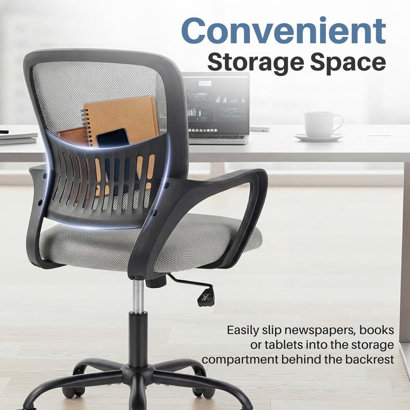 Bigleap Ergonomic Mesh Office Chair – Home Desk Chair with Lumbar Support, Gray Computer Chair