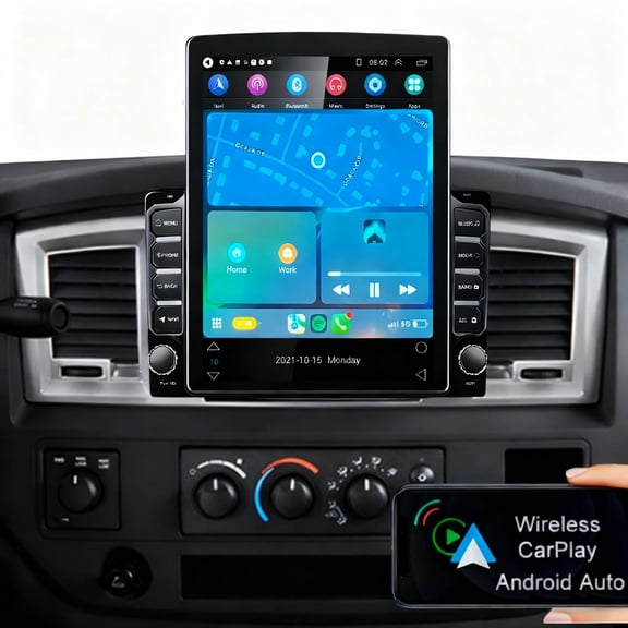 Eforcase Car Radio Stereo for Dodge Ram 1500 2500 3500 2006-2008, 9.7" IPS Touch Screen Car Stereo with Wireless CarPlay Andriod Auto, Bluetooth GPS SWC WiFi ASP RDS FM AM Head Unit   Backup Camera