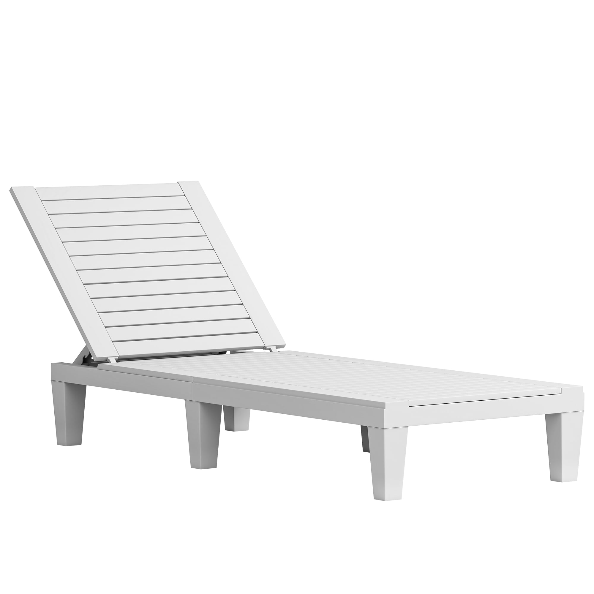 Dextrus Outdoor Resin Chaise Lounge, 2-Pack, Grey-White, Faux Wood Grain, 74.5×22.8×11.2 in, 150kg Capacity