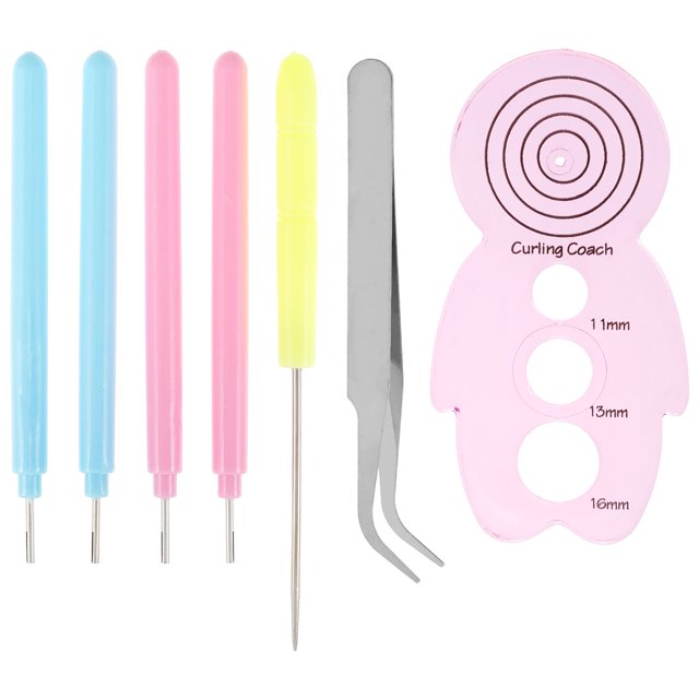 Muyoka Juego de herramientas para filigrana de papel, 7 piezas, herramienta para enrollar flores hechas a mano, herramientas para filigrana ranuradas de bricolaje con pinzas de punta de acero inoxidab Muyoka Hogar