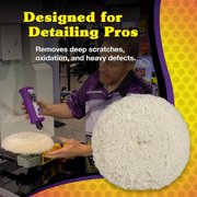 Wizards Fast Cut Twisted Wool Buffing Pads – 7.5 Aggressive Cutting Pads for Paint Correction & Defect Removal Velcro Backed