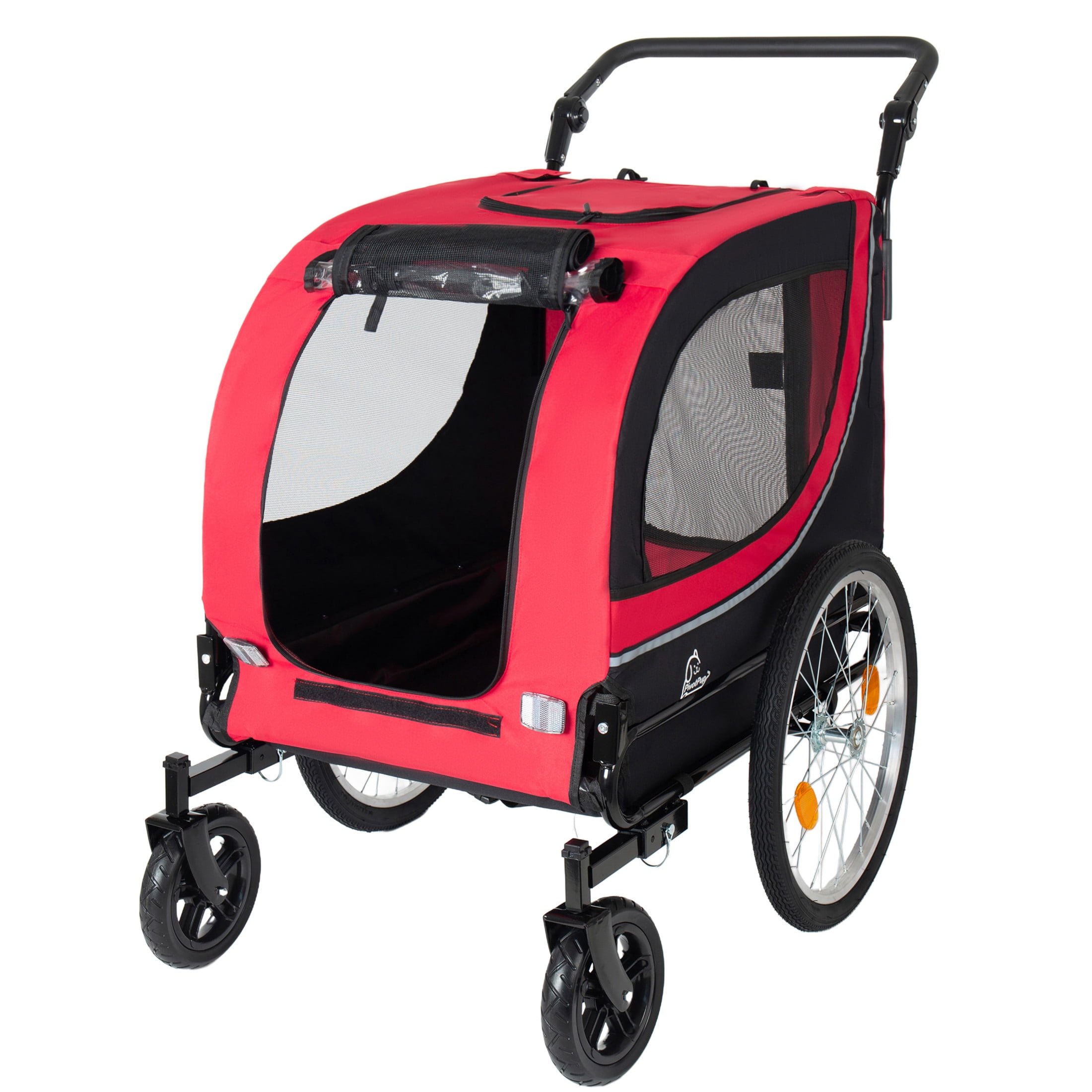 Noble House 2-in-1 Bike Trailer & Pet Stroller with Air-Filled Wheels & Breathable Mesh, Foldable Carrier Cart, Red