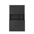 thumbnail image 2 of Kitchen Pantry Cabinet with Charging Station, Buffet Cupboards Sideboard with Drawer, Modern Kitchen Pantry Storage Cabinet with Microwave Stand for Kitchen,Living Room,Dinning Room, Black, 2 of 8