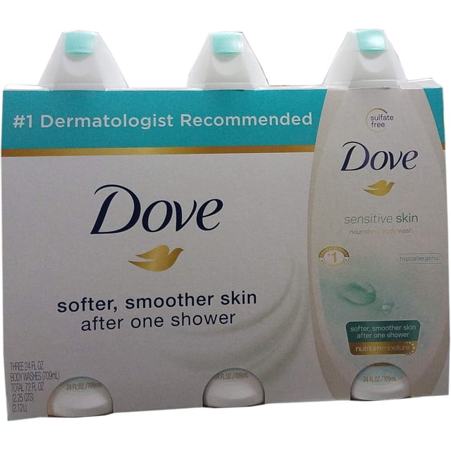 Gel de Baño Dove Piel Sensible Hipoalergénico Pack de 3 Botellas 2130 ml