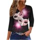 thumbnail image 2 of Fiudx Camisas para Mujer Blusa de Manga 3/4 Corta Estampada a La Moda para Mujer, Blusa Informal con Cuello Redondo, 2 of 5
