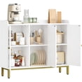 thumbnail image 5 of Buffet Bahut Blanc et Or, Crédence de Rangement Moderne à 3 Portes, Table Console Mi-Siècle pour Salon, Cuisine, Entrée, 5 of 5