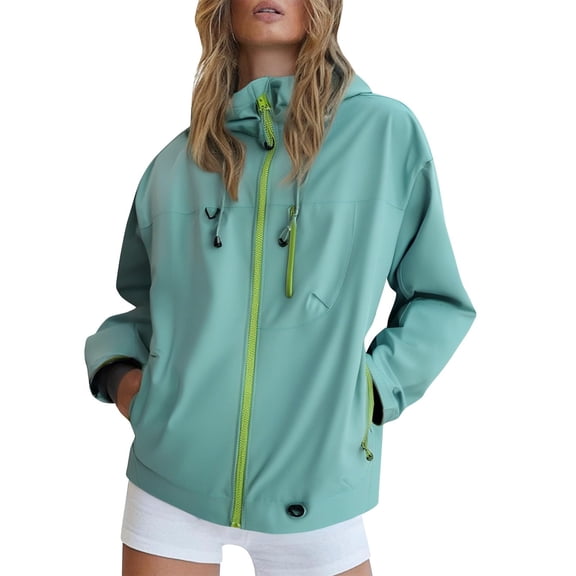 Luvrsol Waterproof Jackets for Women Casual Outdoor Rain Coat Lightweight Windproof Hooded Hiking Jacket S-2XL